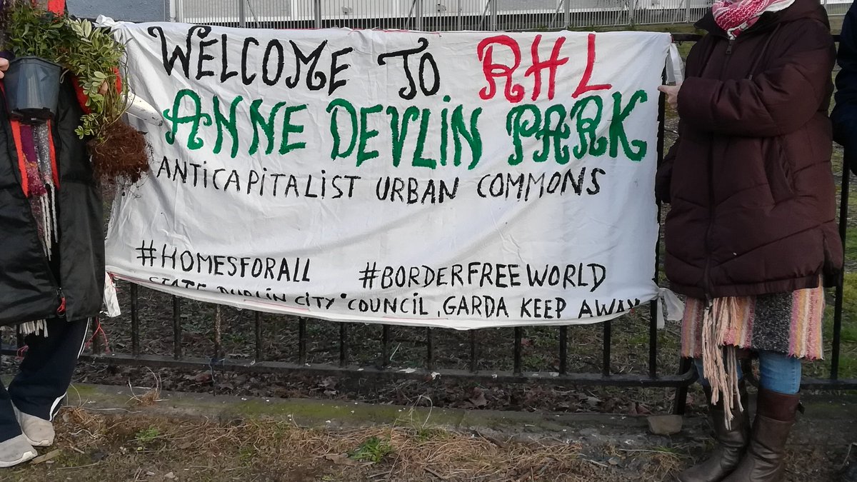 RHLSchoolStreet's tweet photo. Warm sunny afternoon of housing activism & planting in RHL Anne Devlin Park last Sunday 😍 Thanks to all who showed support & came by to say hello! #homesforall #publicspacesforall #righttothecity https://t.co/KHziOoQGrr