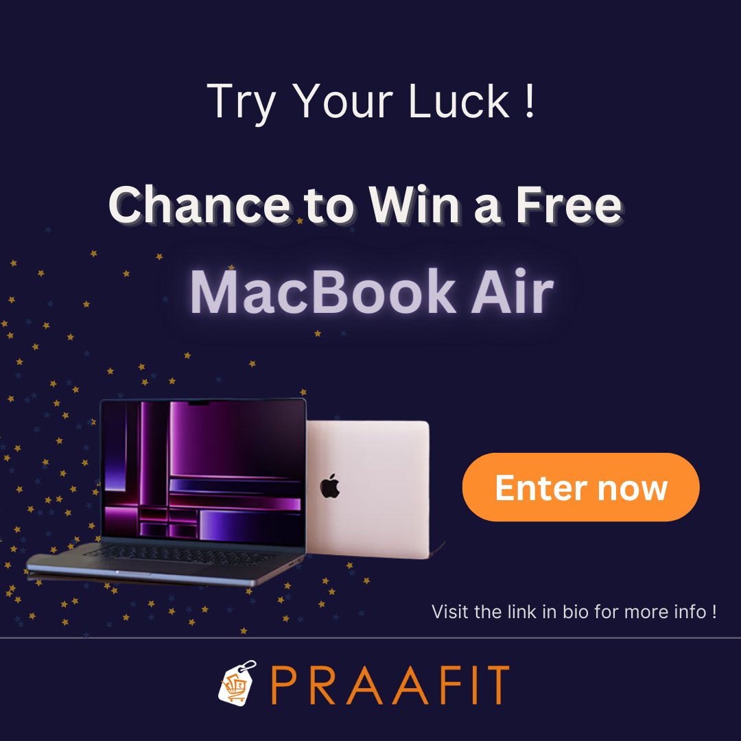 Praafit_'s tweet photo. A FREE MacBook! Yes ✅

Steps to win a MacBook: 
 - Sign up today on Praafit
- Collect your first cashback from Praafit 
-  Bonus actions 

Link in bio

No valid Praafit transaction id means invalid entry. 

#praafit #MacbookGiveaway #Macbook #WinMacbook #MacbookGiveaway2023 https://t.co/yJPQBQzItE