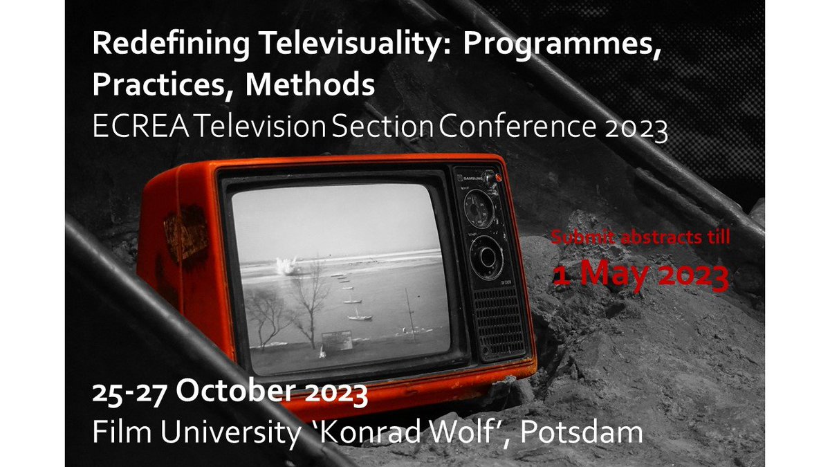 📢 The #ECREA #TelevisionStudies section's 2023 conference will take place at Film University ‘Konrad Wolf’, Potsdam (Germany) from October 25 to 27. Send your abstract before May 1, 23.59 CET. More information: filmuniversitaet.de/filmuni/aktuel…