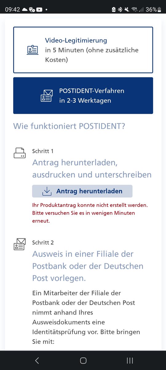 andi_engelhardt's tweet photo. @postbank Hahaha, selten so gelacht! Der Button ist da derselbe, ich kann den Ident-Coupon gar nicht runterladen! Schicken Sie mir gerne den Coupon zu :) https://t.co/aP7uywtvkJ
