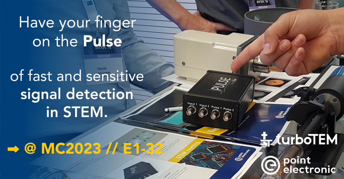The 'Pulse' signal digitiser by our partner <a href="/turboTEM/">turboTEM</a> allows to achieve single electron sensitivity and digital electron counting.

Pay us a visit @booth E1-32 at #MC2023 in Darmstadt and let's have a chat.