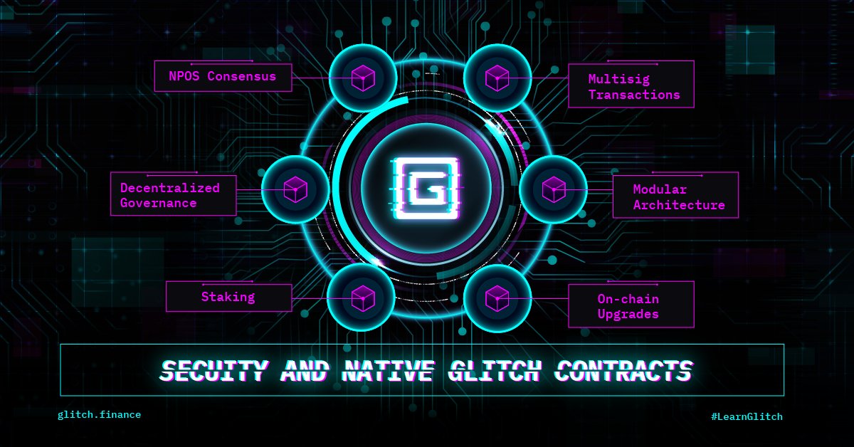 GlitchProtocol's tweet image. Security, #Substrate, and Native GLITCH Contracts. #LearnGlitch

Utilizing Substrate&apos;s built-in security features ensures the #security and reliability of GLITCH&apos;s #smartcontracts.