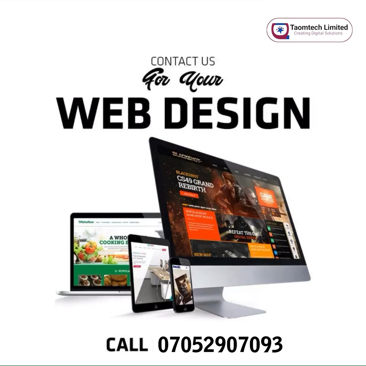 TaomtechLimited's tweet photo. Revamp your online presence with our sleek and modern website designs. Let us help you stand out in the digital world. @taomtech - your best website designer.
#website #designer #seo #marketer #adsexpert #WordPress #ElectionResult https://t.co/fGCjKoTrLC