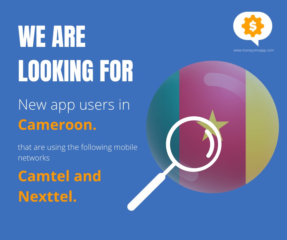 moneysmsapp's tweet photo. We are looking for new app users in Cameroon that are using the following networks: Camtel and Nexttel.
Send your referral code if you know someone who matches the stated conditions and direct them to the following link: https://t.co/9dgbuUIk3j

#makemoneyonlinenow #Cameroon https://t.co/0kH2prezgb