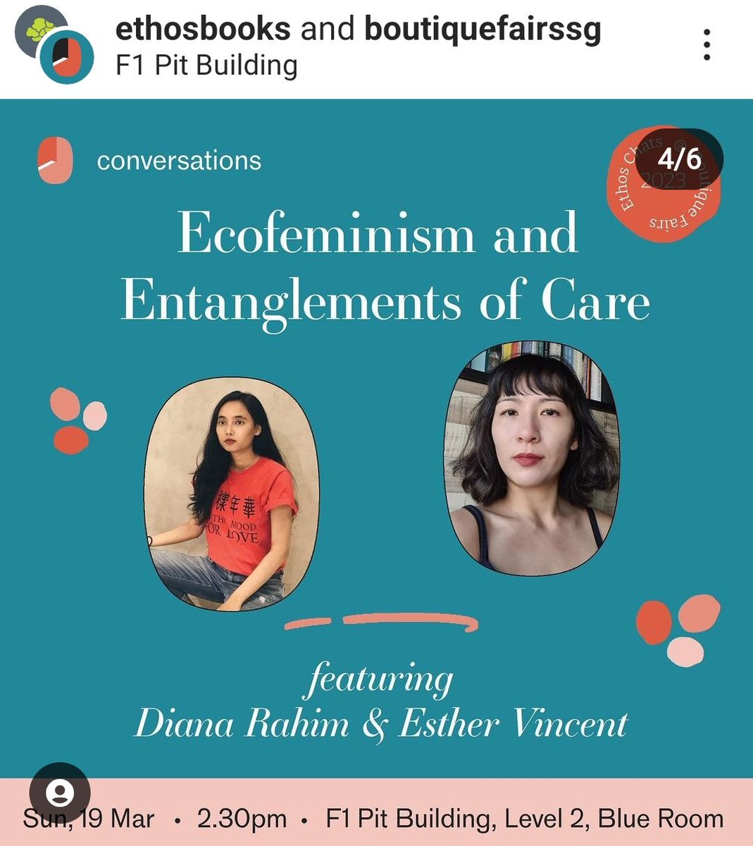 Esther Vincent (@esthervincentxm) on Twitter photo Will be speaking about #ecofeminism with Diana Rahim on 19 Mar, Sun at 2.30pm at the Boutiques Fair 2023
See you then!
Thanks to <a href="/ethosbooks/">Ethos Books</a> for organising this conversation 🌸 Will be speaking about #ecofeminism with Diana Rahim on 19 Mar, Sun at 2.30pm at the Boutiques Fair 2023
See you then!
Thanks to <a href="/ethosbooks/">Ethos Books</a> for organising this conversation 🌸