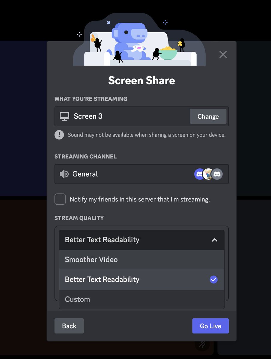 martinratinaud's tweet image. Are you using @discord "Share your screen" feature to do #pairprograming or just to show something to one of your #remote teammate?
If yes, always remember to use the stream quality "Better Text Readability" as the gain is HUGE
#ProTip