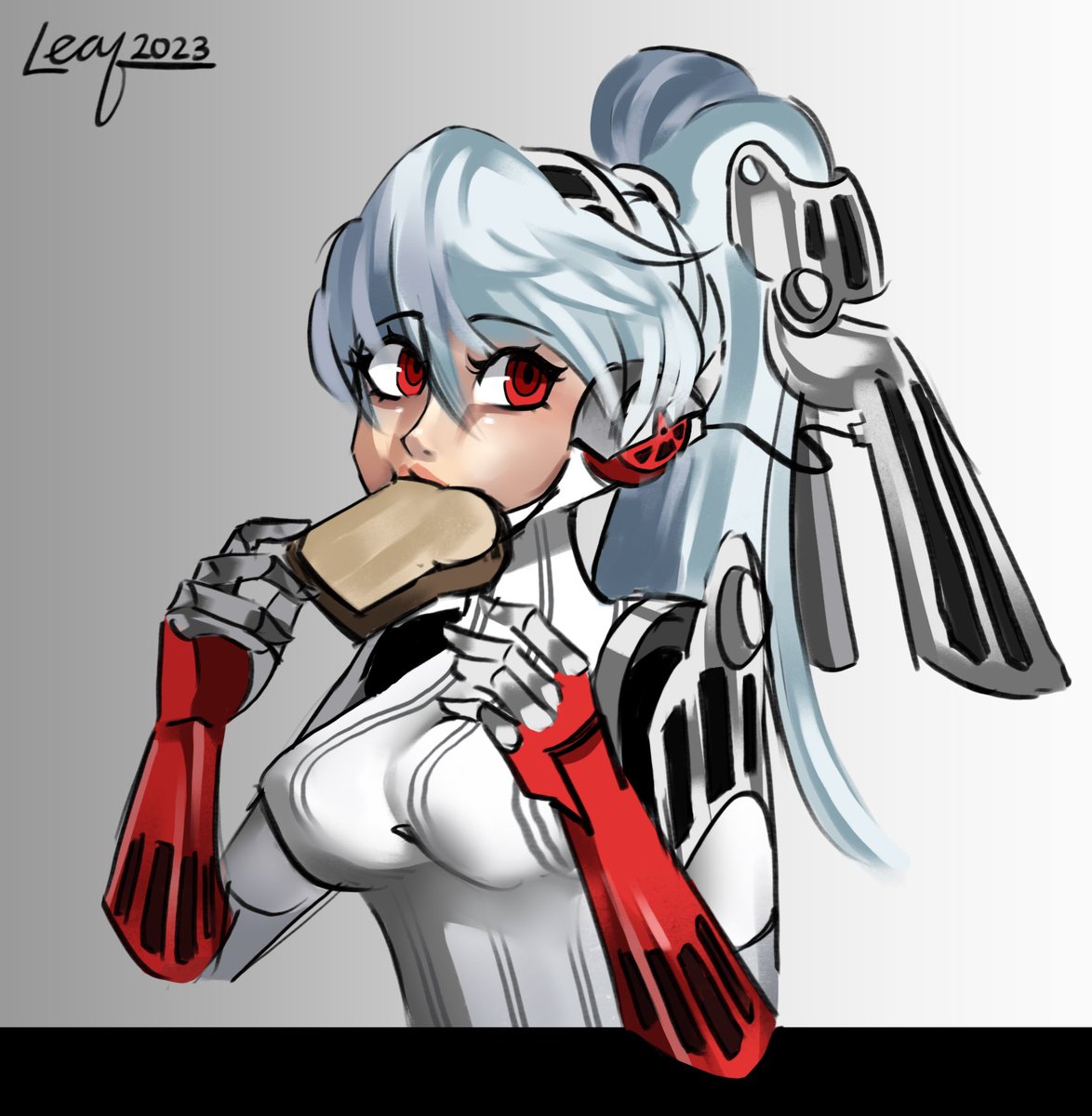 She’s not eating the bread she’s toasting it #labrys #persona4arenaultimax