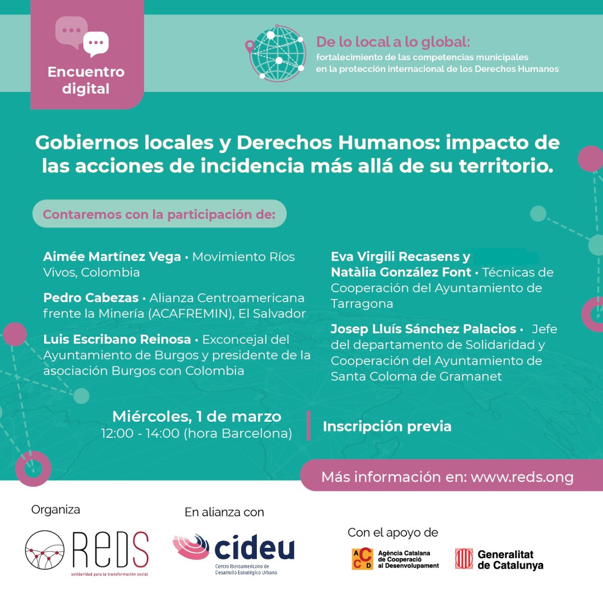 reds_transforma's tweet photo. @RiosVivosColom @intdiba @apmv9011 @twitt_odg @diba @CIDEU @cooperaciocat @TaulaColombia @IAP_ActionPeace @BCNJustGlobal 🙋♀️Mañana participará del webinar "Gobierno locales y #DDHH" dónde nos explicará el caso de @RiosVivosColom, cómo afecta la transición energética en otros territorios y la importancia de la incidencia con mirada #Local_Global. No te lo pierdas 👉https://t.co/G6oJxuKLtn https://t.co/SGCb7BawXC
