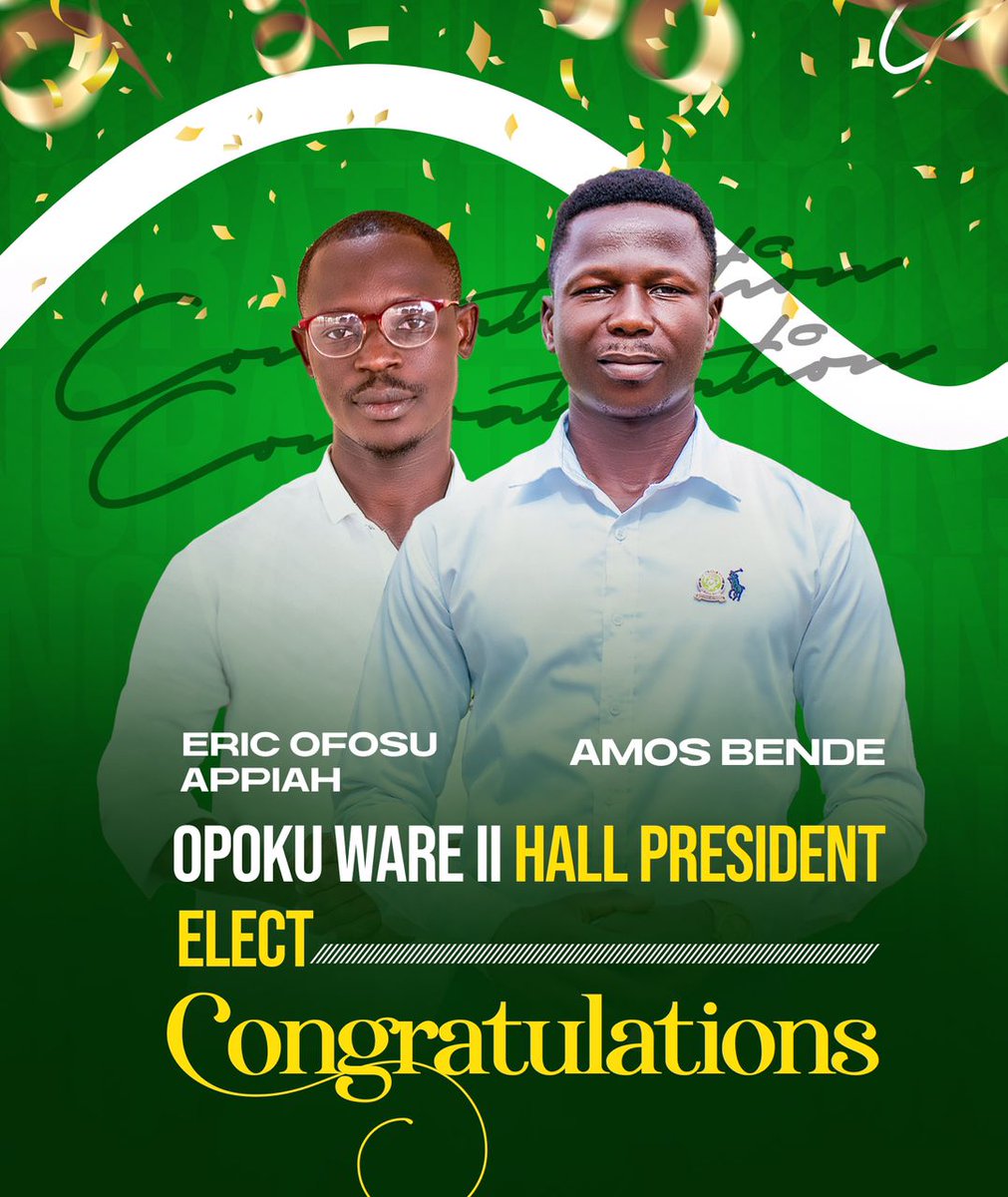 Congratulations 🎊 
Opoku Ware Hall 
President ELECTED 
@debateAamusted 
@AAMUStudentBody 
@AAMUSTED_GH 
@pensa_aamustedm