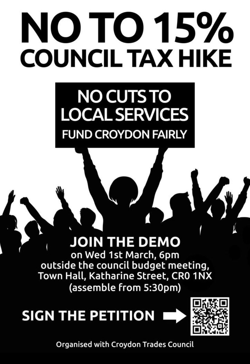 GlenJHart's tweet photo. Outside Selhurst station today leafleting for Croydon to stand up and oppose the 15% Council Tax hike. 
Join the demo tomorrow, 5.30pm at Croydon Town Hall. #FundCroydonFairly #NoCuts #NoTo15 https://t.co/wqytxiWSZs