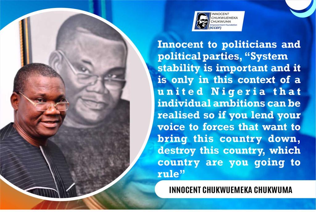 A united Nig. requires all hands to be on deck. It requires that we all focus on the growth &amp; progress of our nation &amp; to avoid situations, characters &amp; practices that might promote violence, unrest &amp;instability.

#InnocentChukwumalives
#impactandlegacy
#electionresults2023