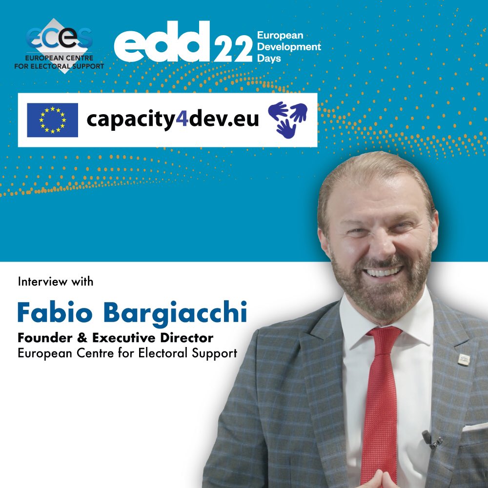 During the 🇪🇺 European Development Days 2022, the Founder and Executive Director of <a href="/ECESeu/">European Centre for Electoral Support (ECES)</a>, <a href="/fabiobargiacchi/">Fabio Bargiacchi</a> was interviewed by Capacity4dev.

Here is the YouTube link to the interview -youtu.be/nNE9GTAj5sE

#eces