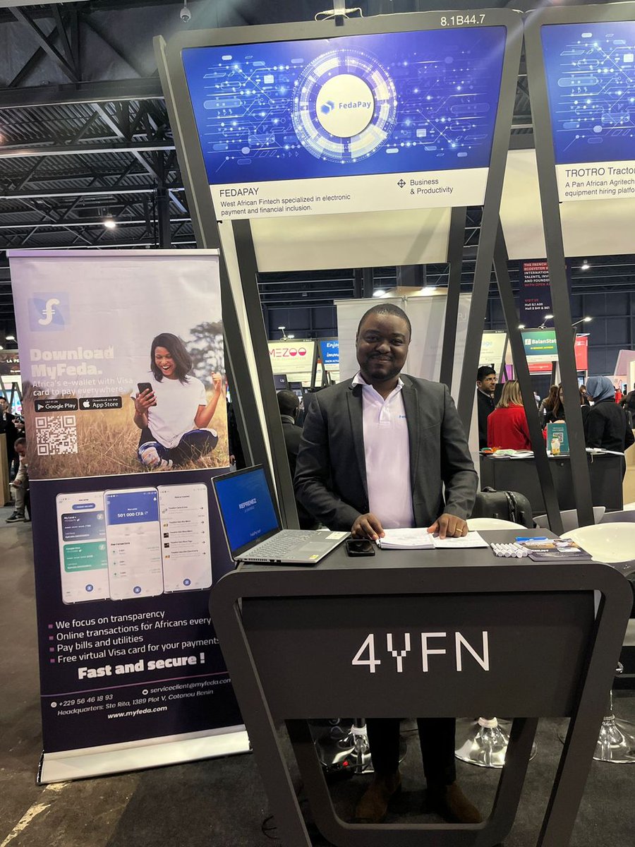 Exciting news! We're thrilled to announce that @fedapay  is exhibiting at #4YFN at #MWCBarcelona this week. Come visit us at our booth 81B.44 to learn more about our innovative and secure mobile payment app #MyFeda. 

#mobilepayments #innovation #technology