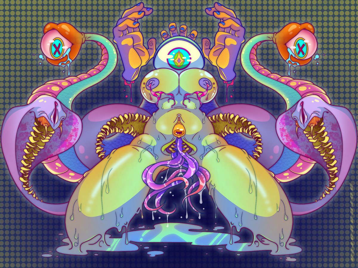 pornagoria's tweet photo. roommate asked me to make an eldritch deity
so here’s a big eyeball-snake-tentacle-p/us/sy-monster-deity :)) https://t.co/WDmjxdcpMU