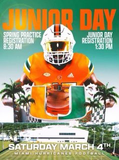 March 4th I’ll be at the University of Miami 🙌🏾🙏🏾 thanks to <a href="/coachPJGibbs/">Coachgibbs M.ED</a> <a href="/CoachKleinmeyer/">Tommy Kleinmeyer</a> <a href="/Coach_Fields53/">Jacob Fields</a> <a href="/CoachBigica/">Nick Bigica</a> <a href="/Coach_Dyer/">Justin Dyer</a>