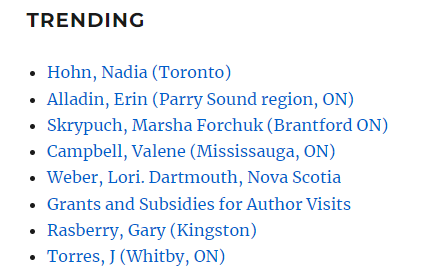👀Look who's trending on Authors' Booking Service today:  <a href="/nadialhohn/">Nadia L. Hohn #TheAntiracistKitchen #Malaikaseries</a> <a href="/ErinAlladin/">Erin Alladin</a> <a href="/MarshaSkrypuch/">Marsha Skrypuch: #bannedbyrussia</a> <a href="/ValeneCampbell_/">Valene Campbell</a> Lori Weber <a href="/GaryRasberry/">Gary Rasberry</a> @jtorrescomics 

These, and other amazing Cdn kidlit creators are available to visit your readers: authorsbooking.com