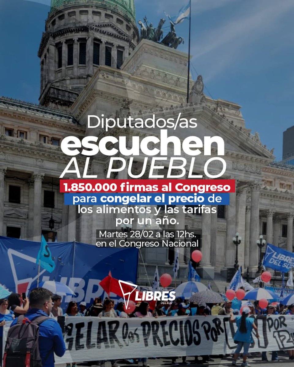 Con la #ConsultaPopular se juntaron casi 2 millones de firmas. 

La Justicia ya aprobó más de 1 millón de avales para que el Congreso Nacional debata una Iniciativa Popular para congelar 1 año precios y tarifas. 

Ahora es momento de que diputados y diputadas #EscuchenAlPueblo