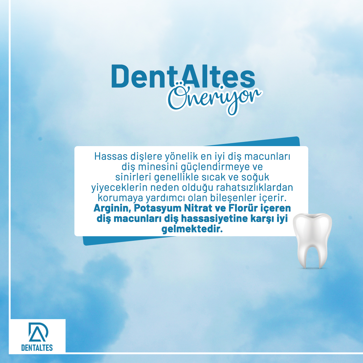 dentaltes's tweet photo. Hassas dişlere yönelik en iyi diş macunları diş minesini güçlendirmeye ve sinirleri genellikle sıcak ve soğuk yiyeceklerin neden olduğu rahatsızlıklardan korumaya yardımcı olan bileşenler içerir.

Detaylı bilgi ve randevu için : 0216 784 4394

#DentAltes #dişhekimi #dişkliniği https://t.co/3vmy3AR2x2