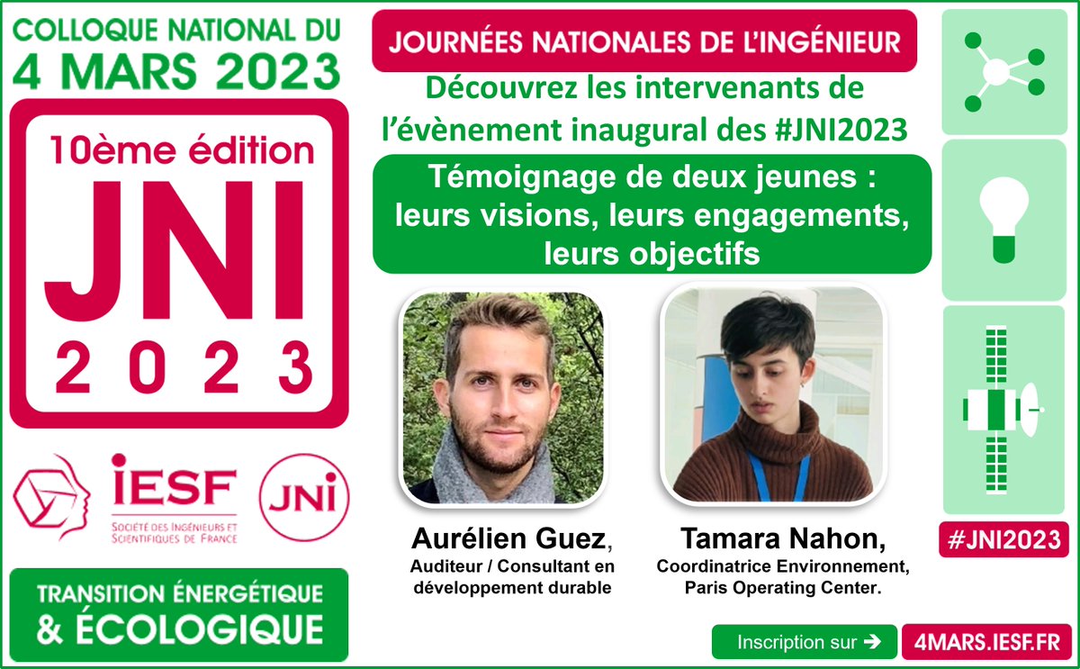IESFfrance's tweet photo. #JNI2023

Nous exprimons toute notre gratitude à Aurélien Guez et Tamara Nahon pour leur présence durant l’évènement inaugural des JNI

RDV le samedi 4 mars à 9h en ligne pour découvrir le colloque national.

Programme et inscription ➡️https://t.co/TPEEldLQaa

#ingénieur #science https://t.co/8rykpOpmVZ