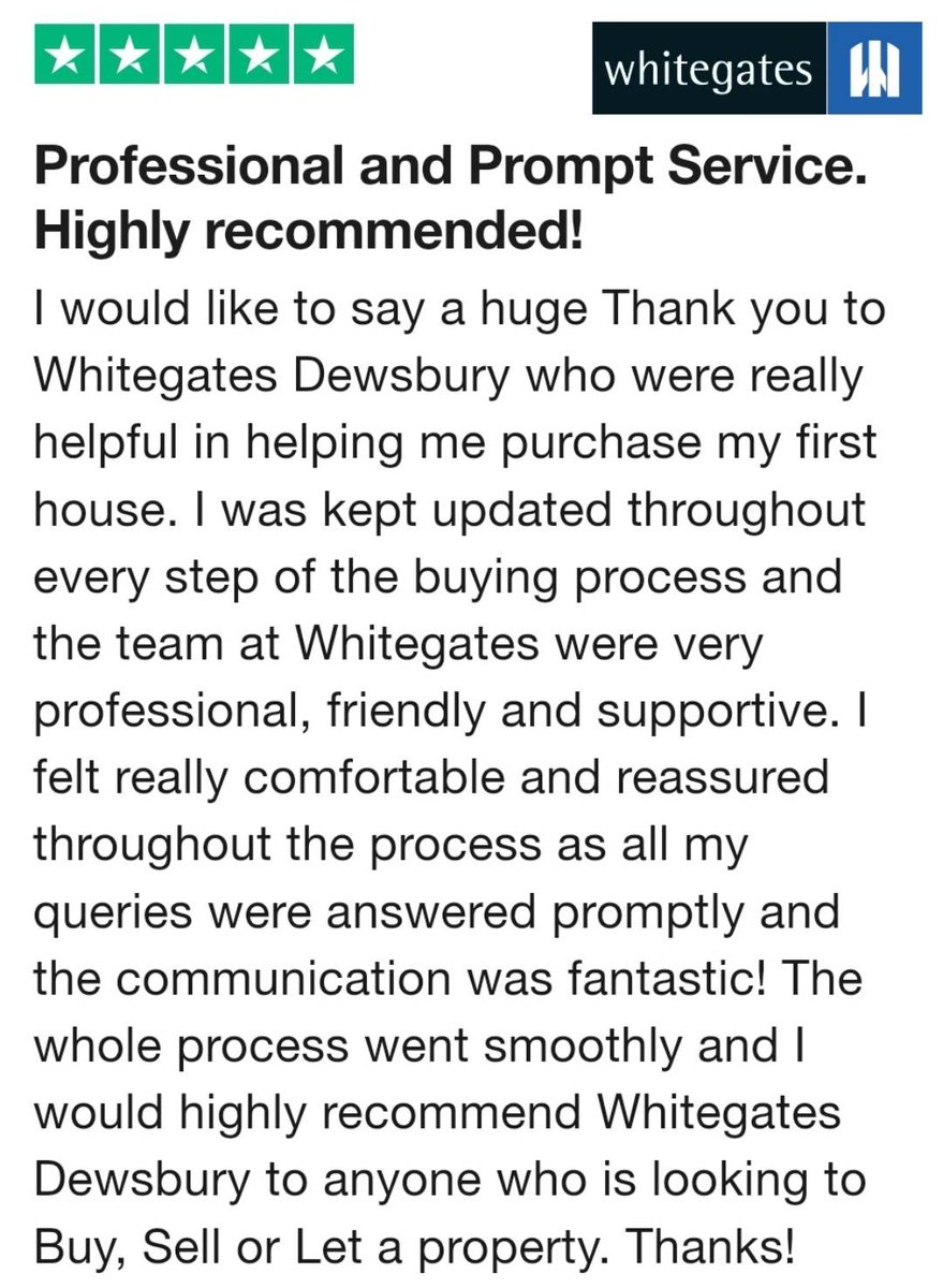 TESTIMONIAL TUESDAY!!!
Well Done Sales Team - You are INCREDIBLE!!

#Whitegates #Dewsbury #Property #Sales #SOLD #No1Agent