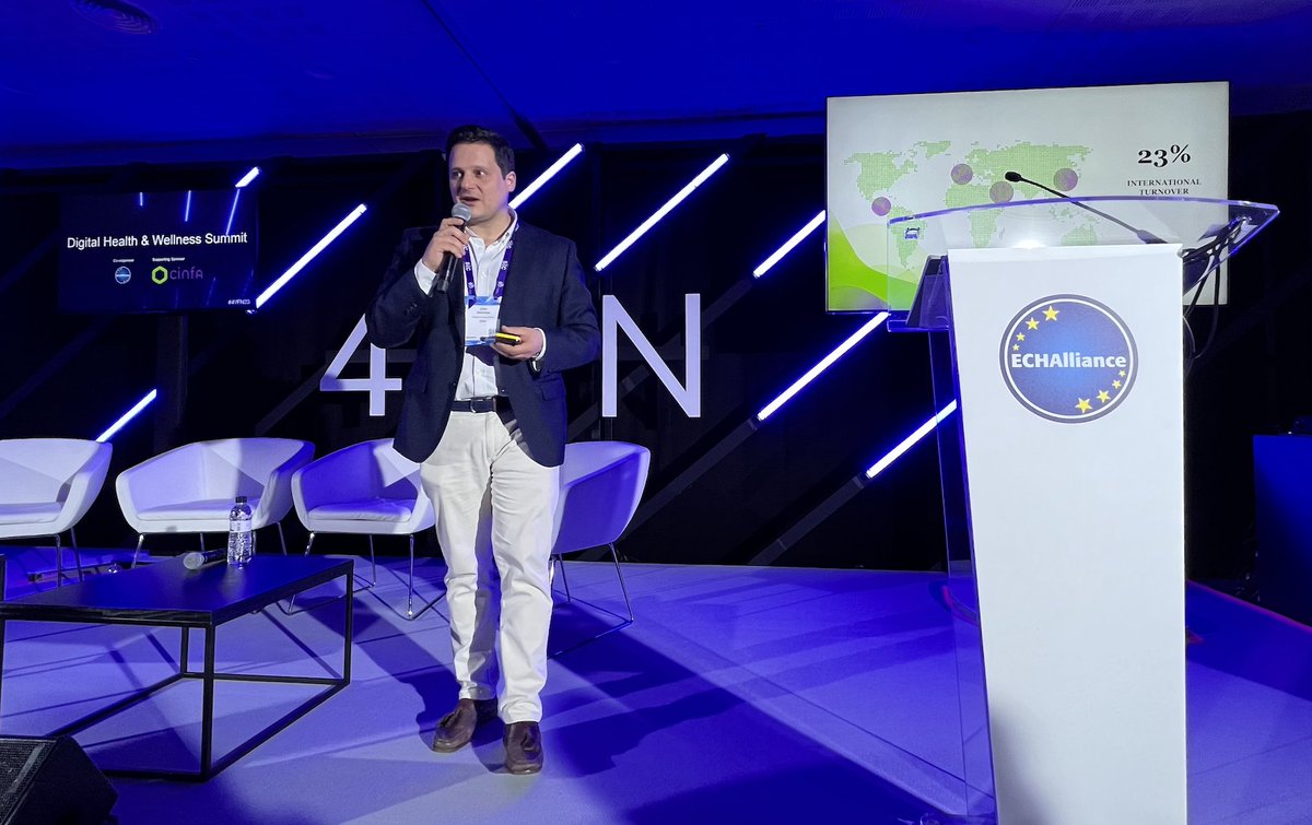 ECHAlliance's tweet photo. 💡Thoughtful intervention of Julio Sánchez, Head of Innovation at @CinfaSalud: “We want to enrich our innovation model and collaborate with different skateholders. #CinfaNext is collaboration, open innovation, co-creation, traction”.
#DHWS23 #MWC23 @4YFN_MWC https://t.co/EsTAoK3OfA