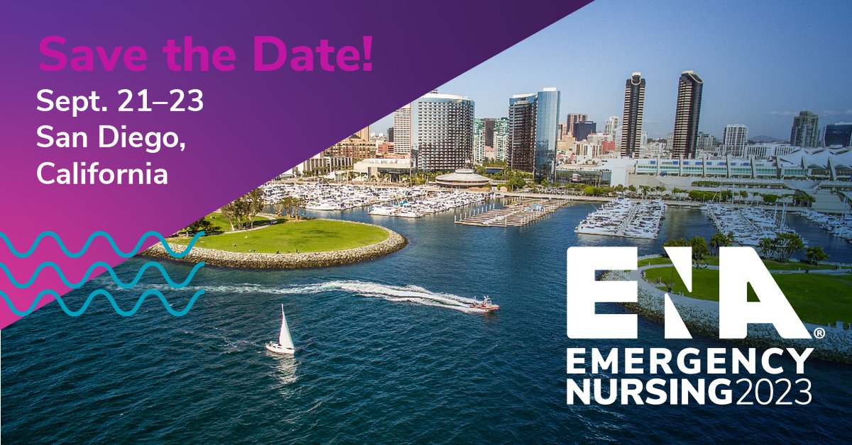 ENAorg's tweet photo. ENA wants to be sure you know which days to set aside for the biggest conference of the year. Emergency Nursing 2023 is scheduled for Sept. 21-23 at the San Diego Convention Center. https://t.co/Cbbhoiq79g