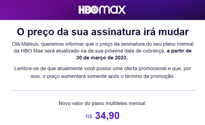 BDS News 📝 on X: 💰 Netflix, temos visita! A HBO MAX anunciou que o plano  multitelas irá aumentar para R$34,90 a partir do dia 30 de março. Segundo a  própria HBO