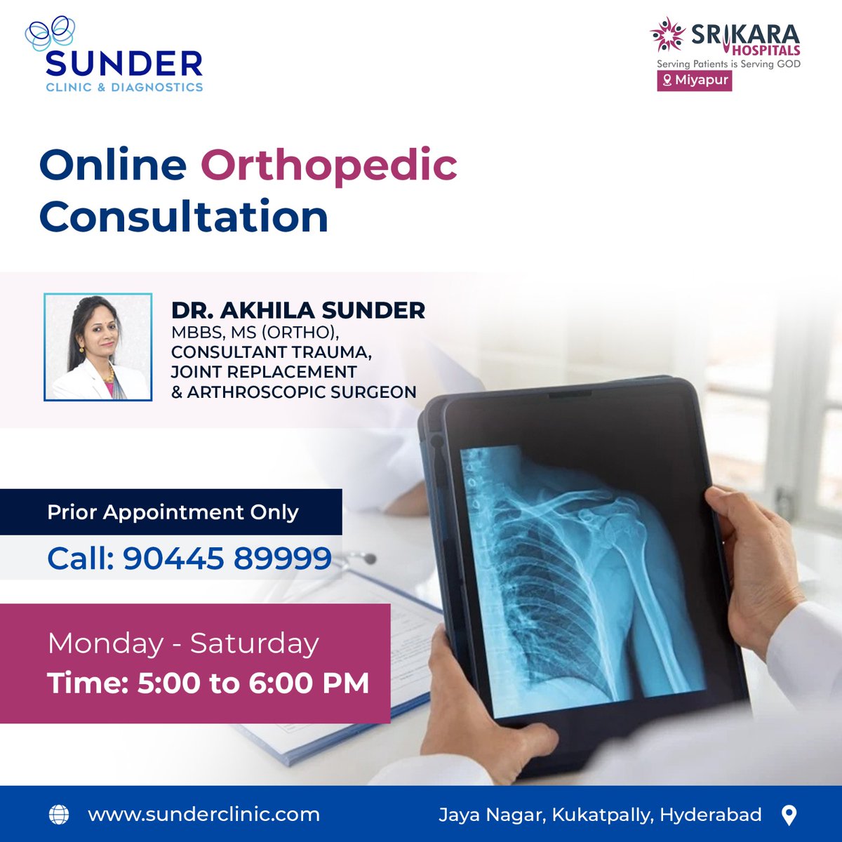 ClinicSunder's tweet photo. 𝐁𝐨𝐨𝐤 𝐎𝐧𝐥𝐢𝐧𝐞 𝐎𝐫𝐭𝐡𝐨𝐩𝐞𝐝𝐢𝐜 𝐂𝐨𝐧𝐬𝐮𝐥𝐭𝐚𝐭𝐢𝐨𝐧 𝐰𝐢𝐭𝐡 𝐇𝐲𝐝𝐞𝐫𝐚𝐛𝐚𝐝'𝐬 𝐓𝐨𝐩 𝐑𝐚𝐭𝐞𝐝 𝐃𝐨𝐜𝐭𝐨𝐫 𝐟𝐫𝐨𝐦 𝐀𝐧𝐲𝐰𝐡𝐞𝐫𝐞.
#drakhilasunder #orthopaedic #orthopedicdoctor #orthopediccare #orthopedicsurgeon #Kukatpally #Miyapur #Hyderabad https://t.co/KgvJg8Lmor