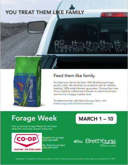DauphinCoopAg's tweet photo. FORAGE WEEK happening at the Dauphin/Ste Rose Co-op until March 10th. Great opportunity to book your forage needs for 2023 at a discounted price. Lots of options available for every situation. @BrettYoungSeeds #forageweek #coopag https://t.co/Cb0yNBxwh8