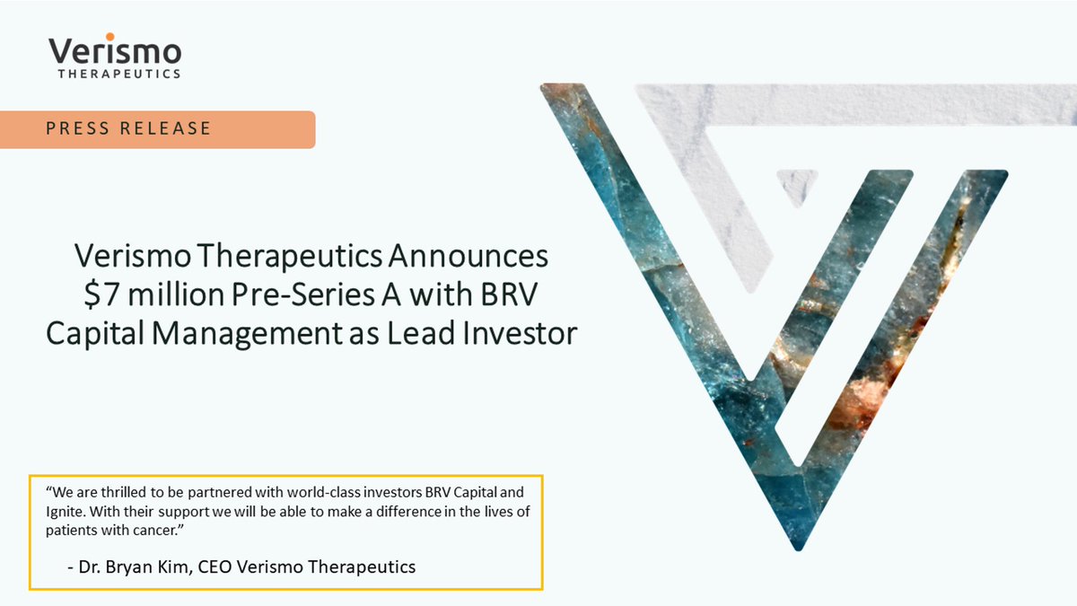 VerismoTx's tweet photo. We're thrilled to announce that Verismo has secured $7M of pre-Series A financing to advance their KIR-CAR platform technology, designed to improve persistence and efficacy against aggressive solid tumors. #KIRCAR #VerismoTherapeutics
Full release: https://t.co/8ZK2GQaSbT https://t.co/ukSFtXUSJ0