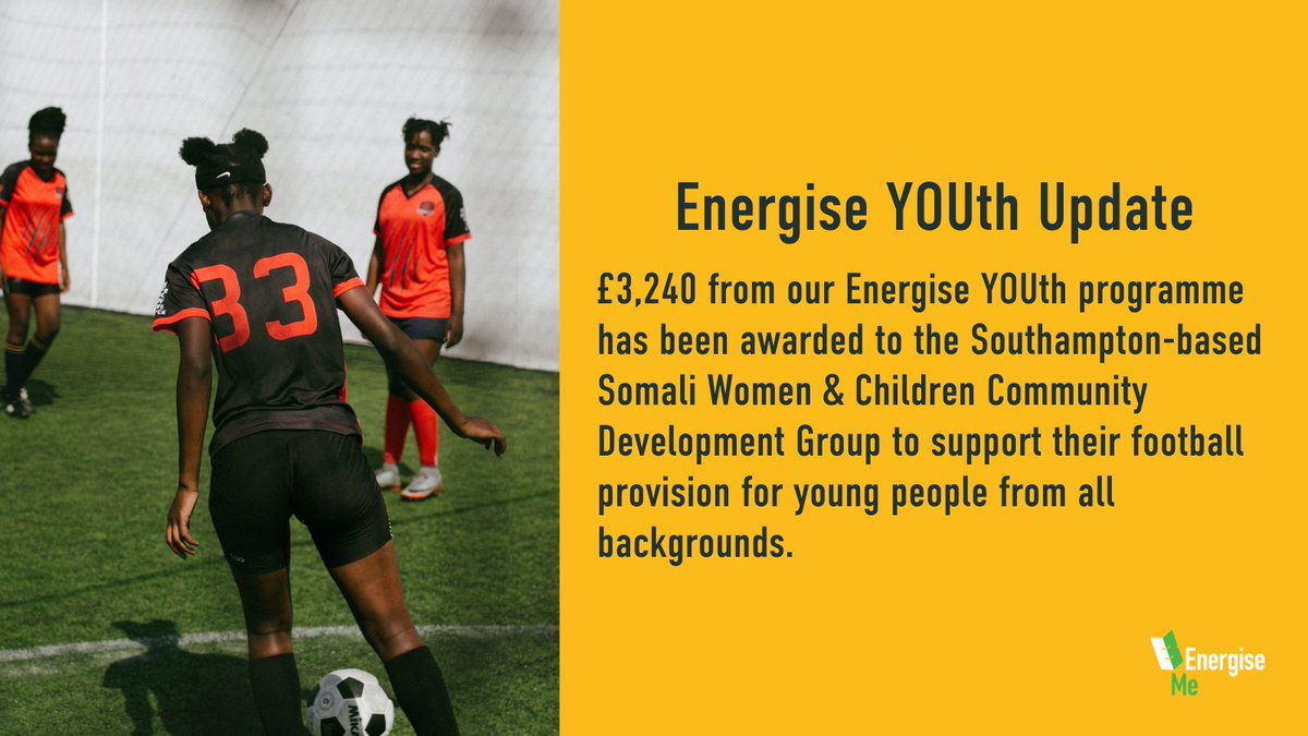 EnergiseMe_'s tweet photo. Behind The Scenes update✨ 

Funding from our Energise YOUth programme has been awarded to a #Southampton based Somali Women and Children Community Development group to help people from all backgrounds access football!

#Hampshire #WeCanBeActive https://t.co/n1WvVOMGbj