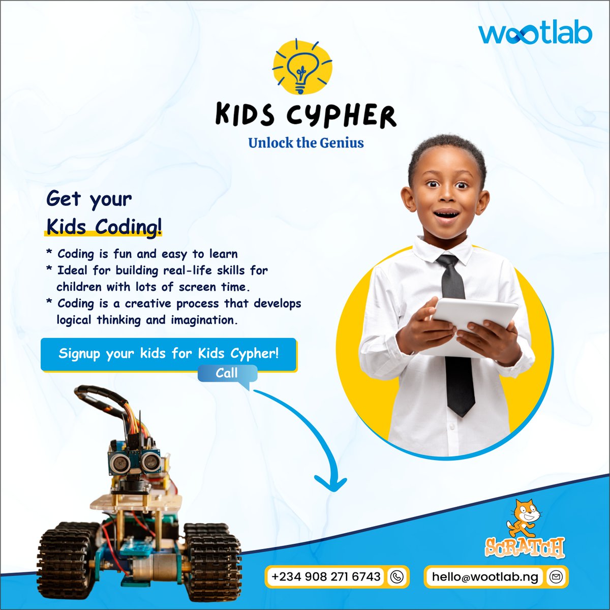 5/ Kindly contact us to get started.

#coding #techkids #abujaschools #games #digitalkids #wootlab #kidscypher