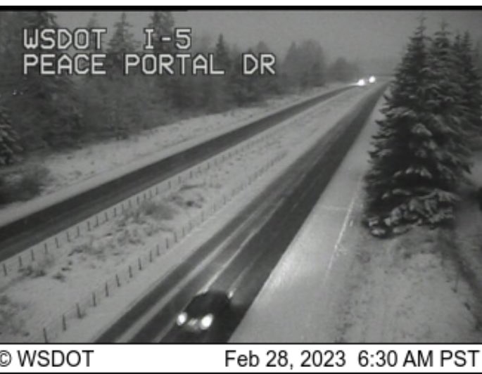 wsdot_north's tweet image. Here’s a look at the roads where we see #WhatcomCounty roads w a mix of snow and slush along I-5 and SR 539. #SkagitCounty looks to have missed much of the mix, but snow returns as you reach the #Stanwood area. Check conditions before you head out at your origin &amp;amp; destination.