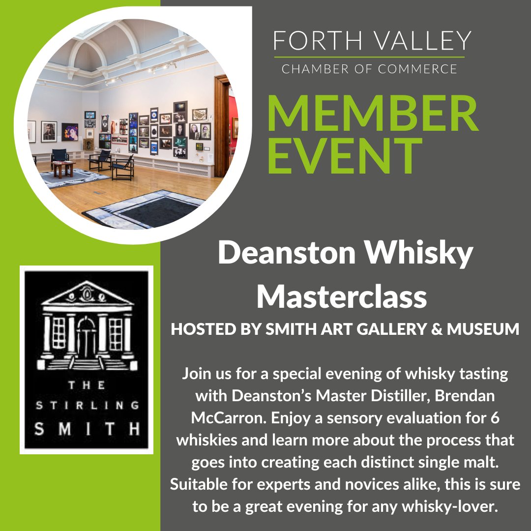 Forth Valley Chamber of Commerce (@forthvalleych) on Twitter photo Visit Chamber Member <a href="/smithmuseum/">The Stirling Smith</a> for a Whisky Masterclass this Friday (3rd) March at 6pm.
Join the <a href="/deanstonmalt/">Deanston Distillery</a> Master Distiller for a sensory experience!
Sign up: eventbrite.co.uk/e/deanston-whi…
#forthvalleychamber Visit Chamber Member <a href="/smithmuseum/">The Stirling Smith</a> for a Whisky Masterclass this Friday (3rd) March at 6pm.
Join the <a href="/deanstonmalt/">Deanston Distillery</a> Master Distiller for a sensory experience!
Sign up: eventbrite.co.uk/e/deanston-whi…
#forthvalleychamber