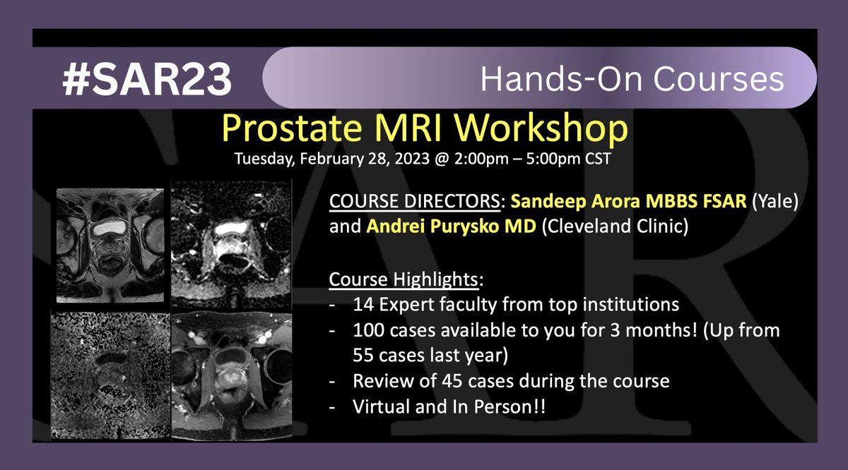 SAR Prostate DFP (@sar_prostatedfp) on Twitter photo Prostate MRI Hands-On Course today Tues Feb 28! More than 100 cases available for review! Excellent faculty! #SAR23 <a href="/SocietyAbdRad/">Society of Abdominal Radiology | SAR</a> <a href="/LetDdiceFlyHigh/">Sandeep Arora</a> <a href="/Purysko/">Andrei Purysko</a> Prostate MRI Hands-On Course today Tues Feb 28! More than 100 cases available for review! Excellent faculty! #SAR23 <a href="/SocietyAbdRad/">Society of Abdominal Radiology | SAR</a> <a href="/LetDdiceFlyHigh/">Sandeep Arora</a> <a href="/Purysko/">Andrei Purysko</a>
