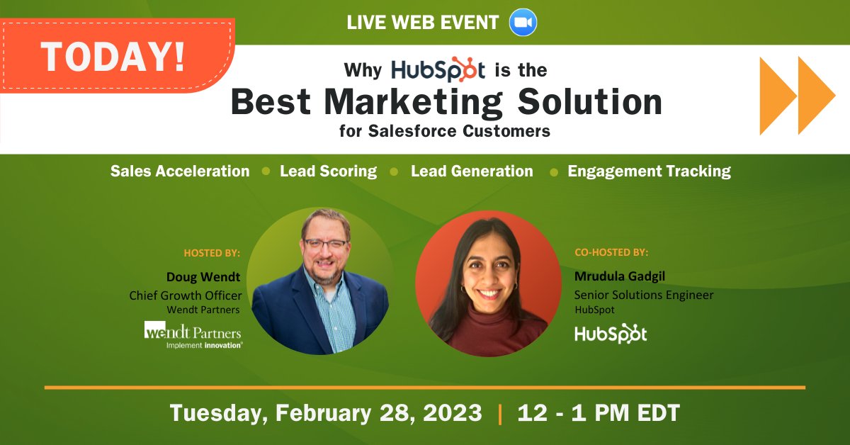 WendtPartners's tweet image. We&apos;re excited to welcome HubSpot Senior Solutions Engineer Mrudula Gadgil for today&apos;s hour-long web event on the capabilities of HubSpot Marketing Hub and more! 🤝 

Click to register: hubs.ly/Q01DCQYy0

#WendtPartners #Webevent #Marketingsolutions
#HubSpot