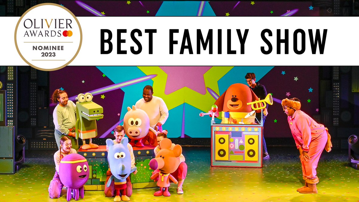Incredible news! Hey Duggee The Live Theatre Show has been nominated for BEST FAMILY SHOW at the 2023 @olivierawards!  Huge congratulations to the incredible team behind our nominated show!
  
Thank you <a href="/OlivierAwards/">Olivier Awards</a>!