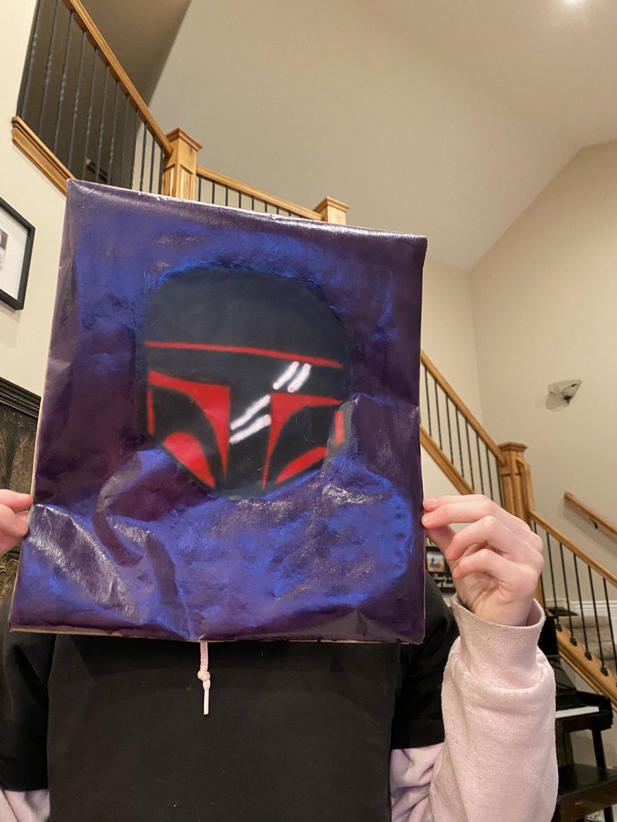 My youngest is working on #airbrushing. This is attempt 3. #mandalorian #StarWars #momlife