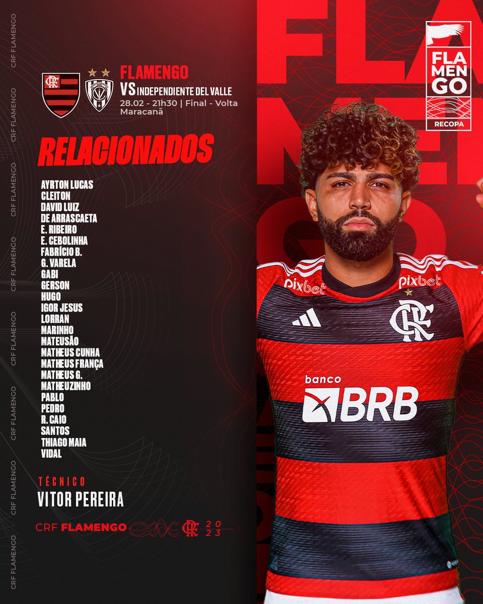Flamengo's tweet photo. Confira os relacionados do Flamengo para a @ConmebolRecopa.  #VamosFlamengo #CRF https://t.co/RmESNGnrxk
