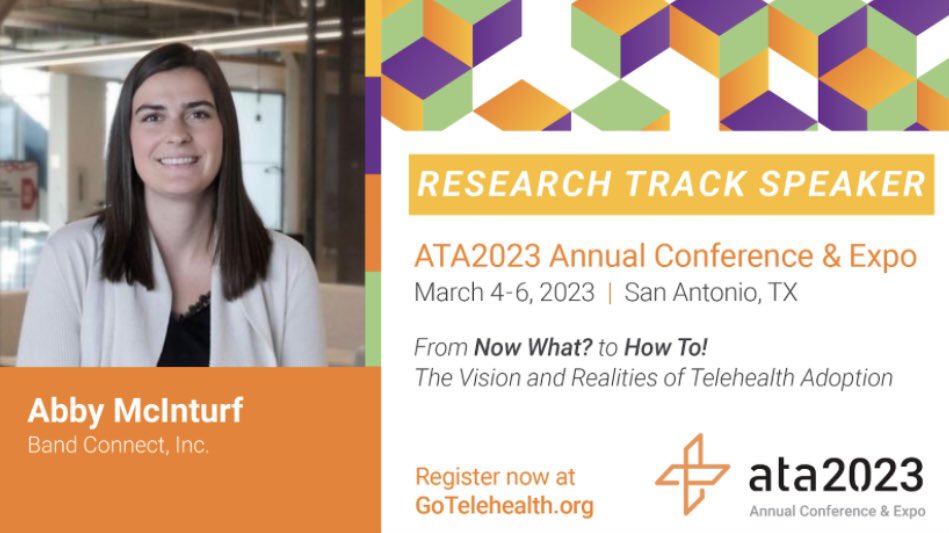 abbymcinturf's tweet photo. I’m speaking at the @AmericanTelemed's #ATA2023 Annual Conference &amp; Expo! As the only event solely focused on virtual care, ATA is where leaders representing all areas of healthcare come together to share the insights and resources needed to advance #telehealth adoption. https://t.co/wWyOOvuFdB