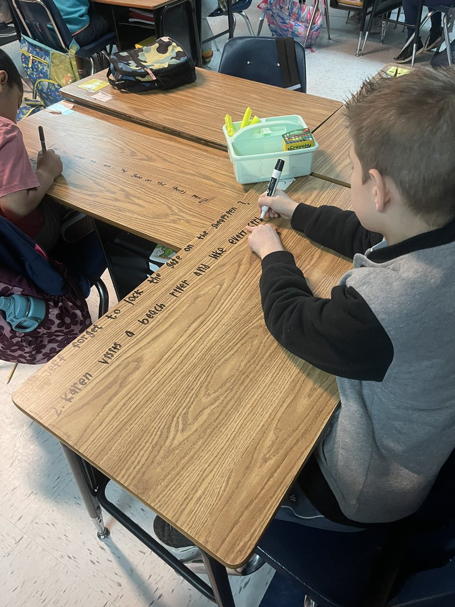 NicolePierro6's tweet photo. Starting our morning off with some desk writing to practice punctuation! #WES #3rdgrade https://t.co/5o3Wlof2VH