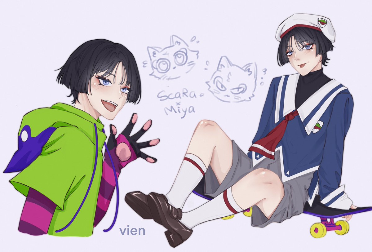 Scara x Miya 💙💜

#scaramouche #scaramouchefanart #wanderer #GenshinImpact #Genshinfanart #原神 #miya #sk8