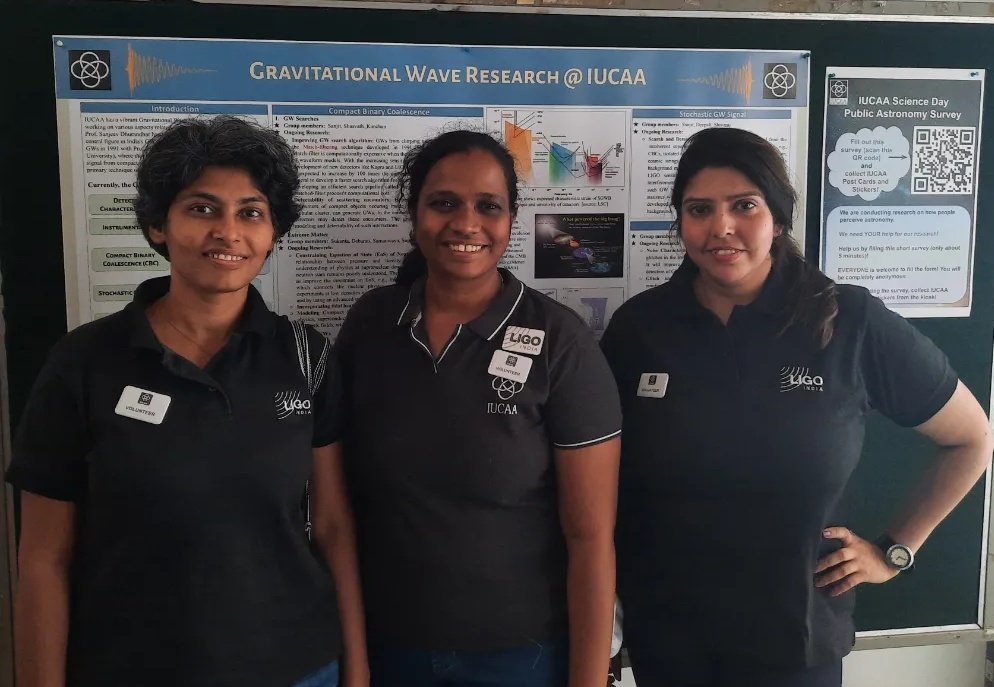astro_roamer's tweet photo. Three years after joining @IUCAAstro, this year I could finally take part in the Open Day celebrating #NationalScienceDay2023! At the @LIGOIndia stand we showcased research in #GWScience & #CompactStars 😀 The enthusiasm of volunteers & visitors was really inspiring 😊👏🏻 https://t.co/JUL1MjnM4b