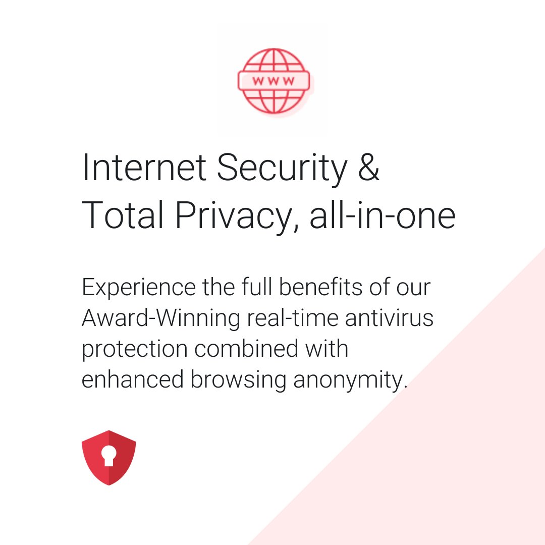 totalavcom's tweet image. Internet Security &amp;amp; Total Privacy, all-in-one! 💻

Experience the full benefits of our Award-Winning real-time antivirus protection combined with enhanced browsing anonymity.

totalav.com/product/intern…

#antivirus #security #totalav