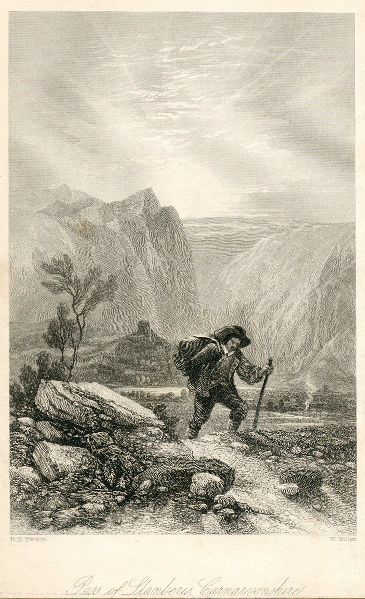 EdUniLibraries's tweet photo. Dydd Gŵyl Dewi Hapus Pawb! 🏴󠁧󠁢󠁷󠁬󠁳󠁿 Happy #StDavidsDay everyone! 
We’re celebrating all things Welsh with this lush engraving of the stunning Llanberis Pass, featured in Sir Walter Scott’s famous novel -‘The Betrothed’(Corson P.583) #EdUniDigitised https://t.co/qd5wH9NmLx