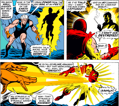 MarvelADay's tweet photo. #MarvelADay #IM43 The mysterious Mister Kline makes his appearance. He knew Daredevil's identity, and it appears he also knows Iron Man's as well! - VA https://t.co/PtJ4BzMIC5