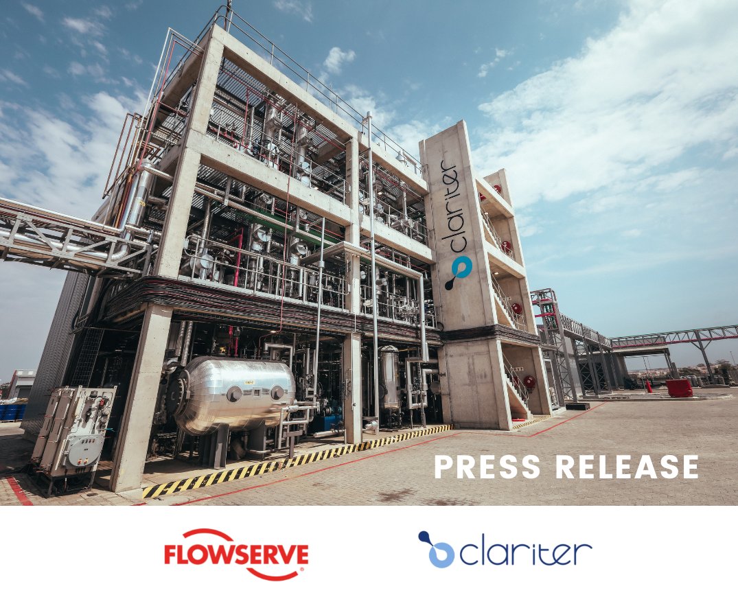 claritergroup's tweet photo. #PressRelease We are excited to share that #Clariter and @Flowserve have signed a strategic agreement to collaborate on developing commercial-scale #chemicalrecycling plants that will reduce plastic waste and produce Clariter's high-quality, green petrochemicals. https://t.co/O1854J2t3Z