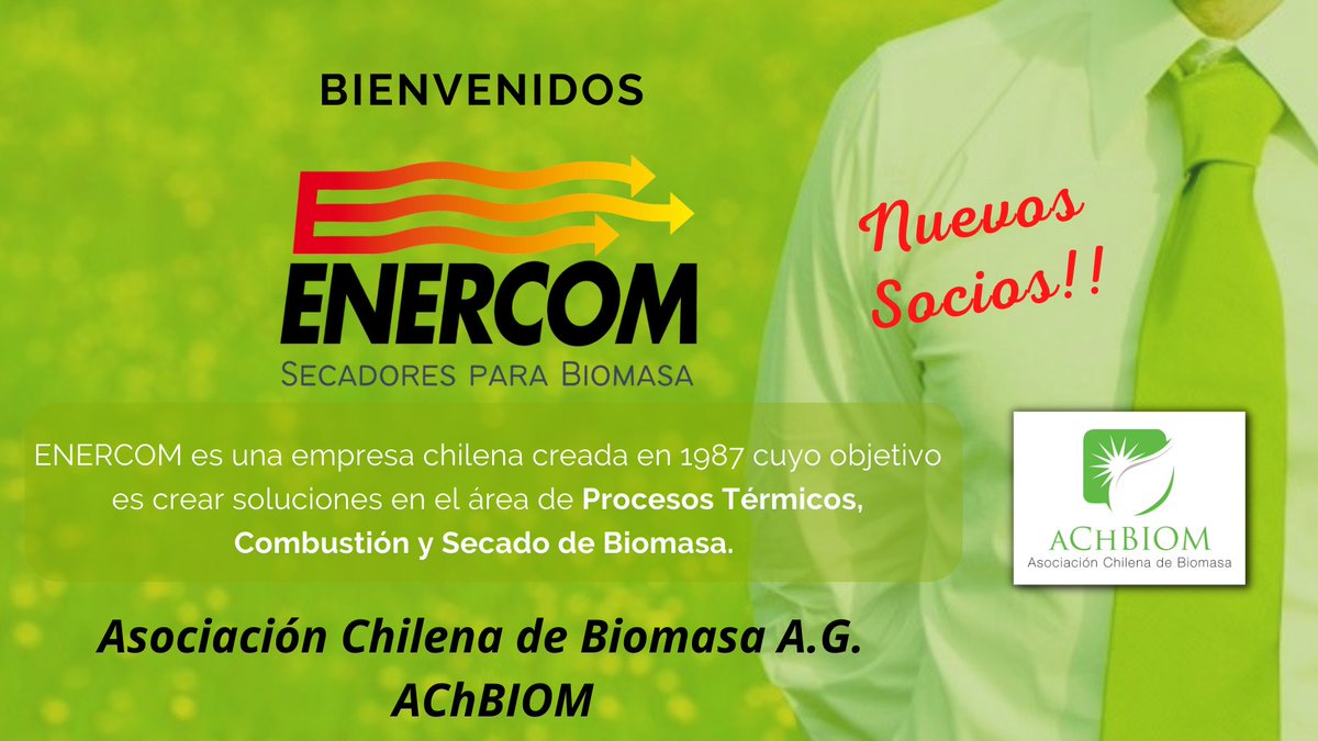 Felices de seguir sumando energías!!

Hoy damos la Bienvenida a todo el equipo de ENERCOM (enercom.cl/#!/es), expertos en procesos térmicos, combustión y #secadores_de_Biomasa!!

Vamos por más BioEnergía para Chile 🇨🇱