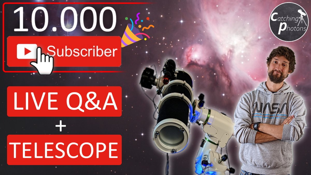 catchingphoton1's tweet photo. 🎉🎊 !! 10.000 Subscriber !! 🎉🎊
🌌Beginner Astro Q&amp;A ++ LIVE VIEW through my TELESCOPE!  🔭🪐☄️
16:30EST  /   22:30CET 
Join my live stream today [23.02.]: 
https://t.co/biO7M1kL53
I’m looking forward to seeing you all there! 
Cheers 🍻 -Chris
(Questions in the YT-Chat) https://t.co/0RPsSbfvMJ