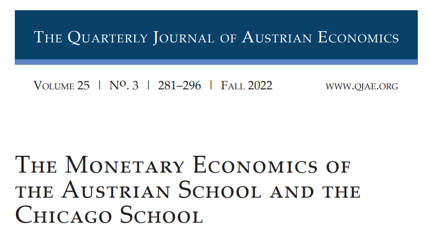 ydemombynes's tweet photo. Are the Austrian and the Chicago approaches to monetary problems incompatible or may they be reconciled to some extent ?
To answer this question, the Quaterly Journal of Austrian Economics provides 4 very interesting papers
THREAD #QJAE @mises @MisesScholars https://t.co/zt3ovMLPns